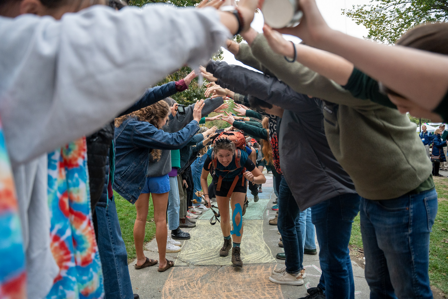 Students leaving for a hike